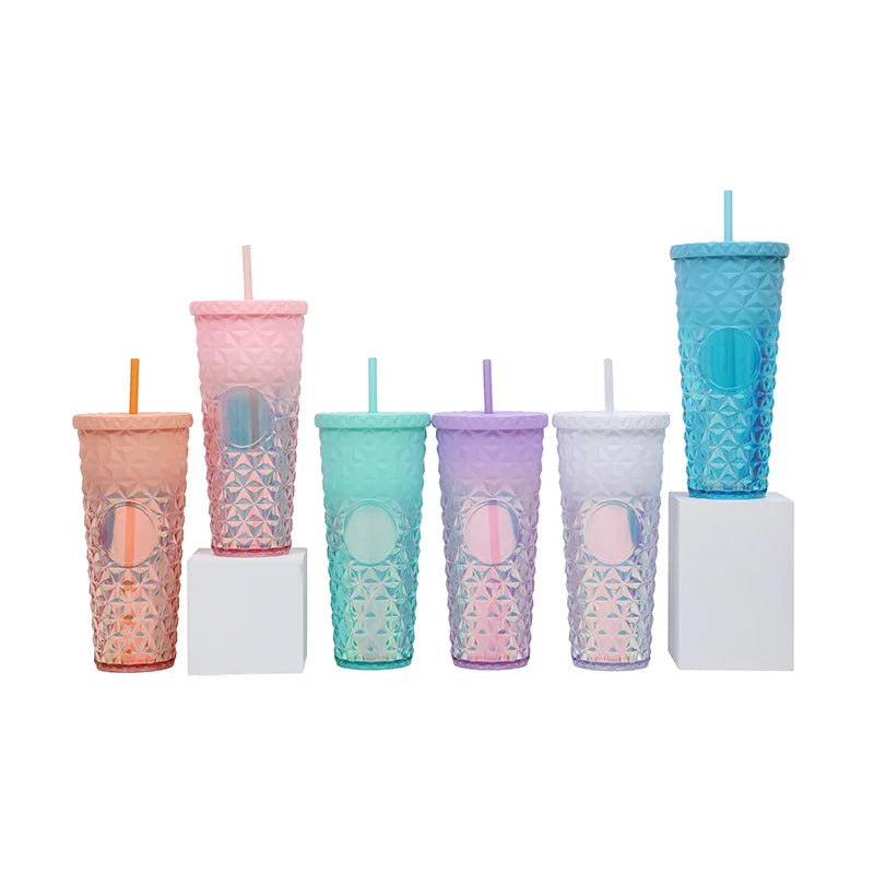 LUSQI Durian Straw Tumbler Double Wall Insulated Plastic Cup Trendy Creative Large Capacity Water Bottle With Multi Colors