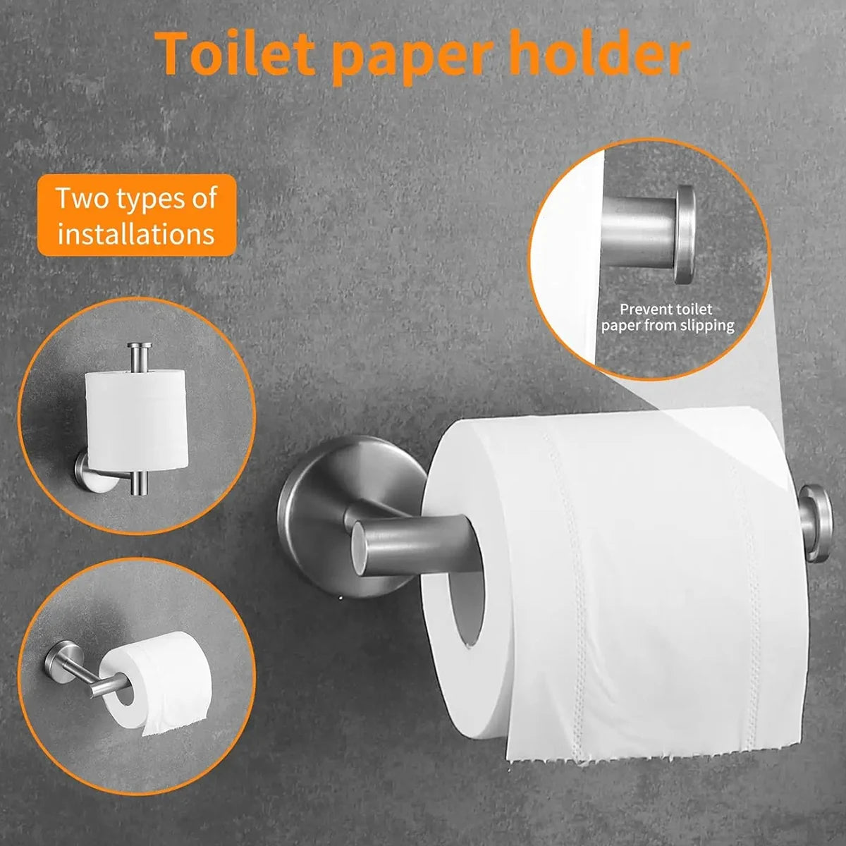 Toilet Paper Storage Holder Stainless Steel Round Tissue Hanger Wall Mount Toilet Paper Roll Dispenser Bathroom Rack Stand