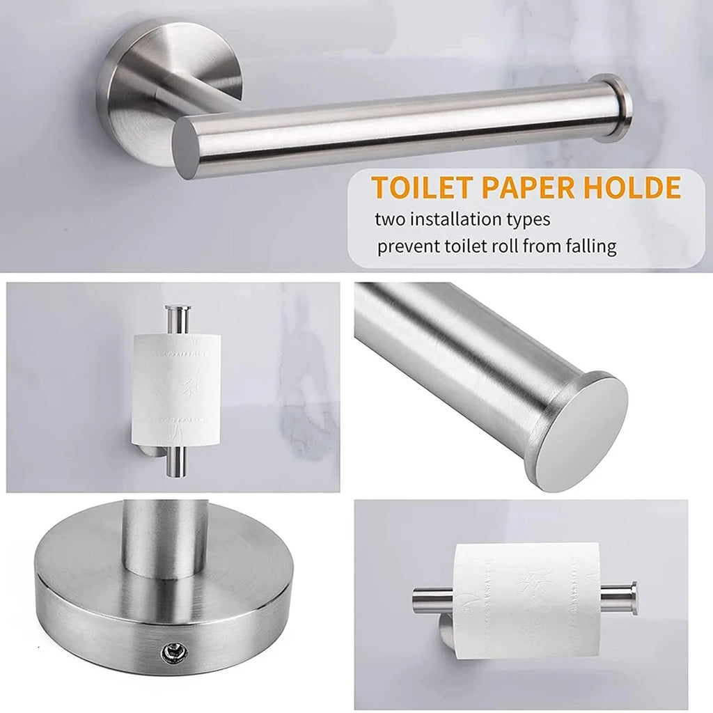 Toilet Paper Storage Holder Stainless Steel Round Tissue Hanger Wall Mount Toilet Paper Roll Dispenser Bathroom Rack Stand