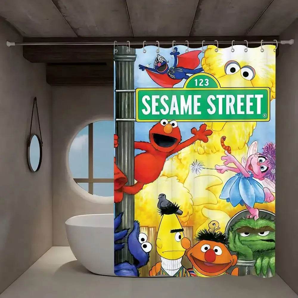 Classic TV S-Sesame S-Street Bathroom Shower Curtain Shielding Partition Shower Curtain Quick Dry Can Be Scrubable Light