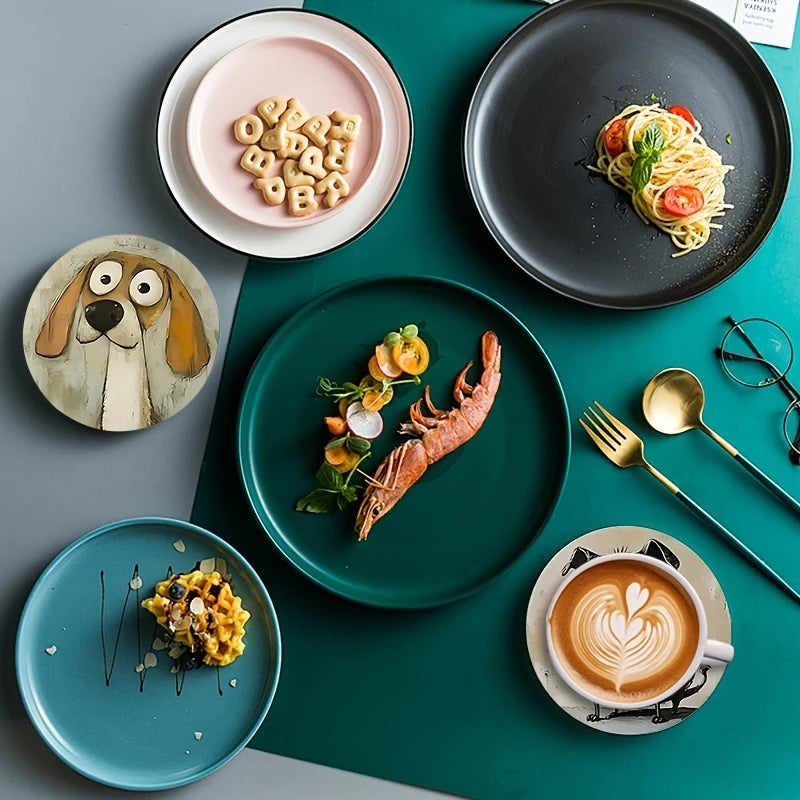 2D Flat, 6pcs Colorful Wooden Dog Coasters Set Suitable for Drinks, Tea, Coffee, Home,Perfect Gift Choice for Any Holiday Gifts