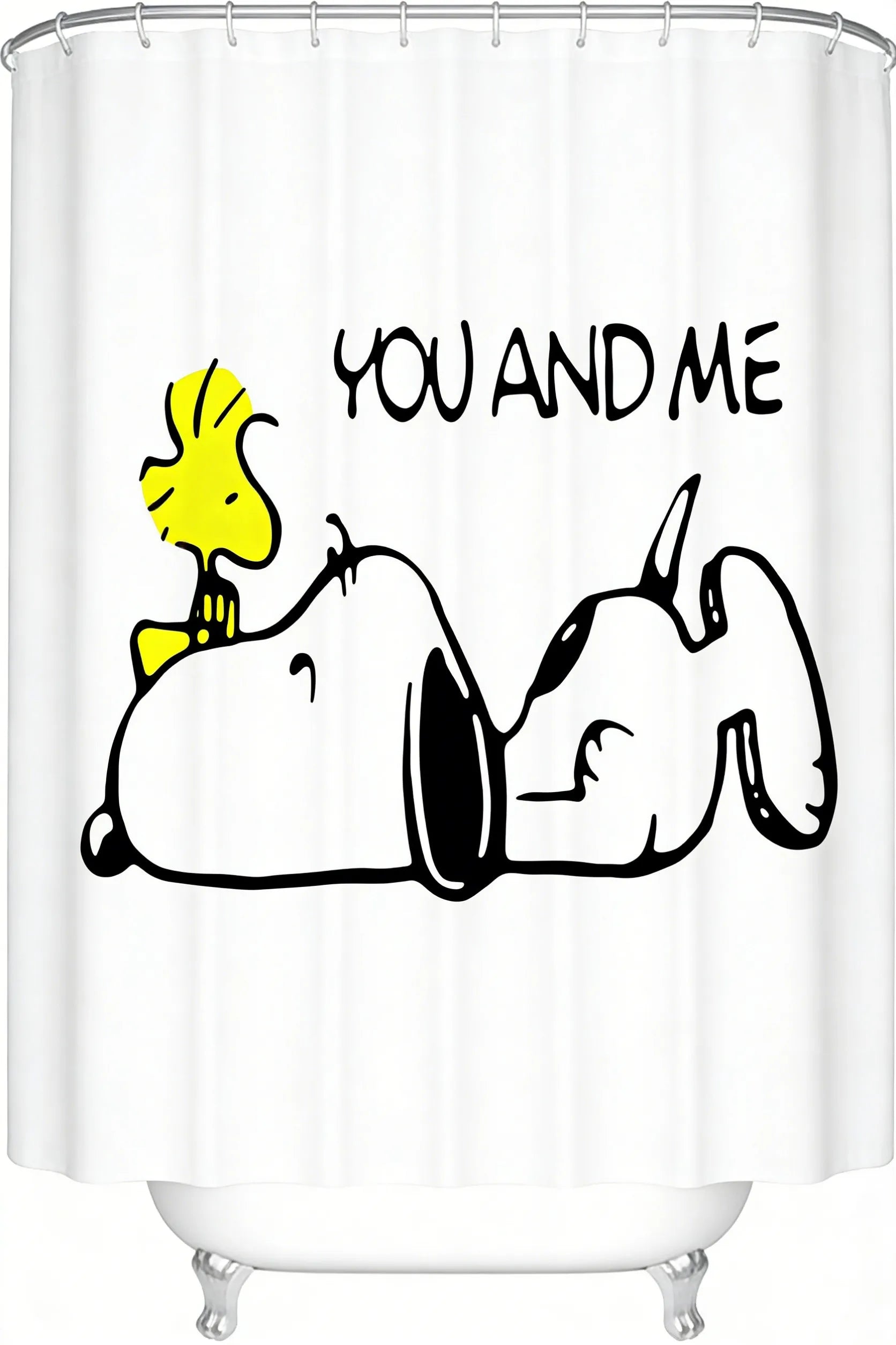 Snoopy Themed Shower Curtain With Hooks Waterproof Washable Quick Install For Dorm Home Bathroom Use