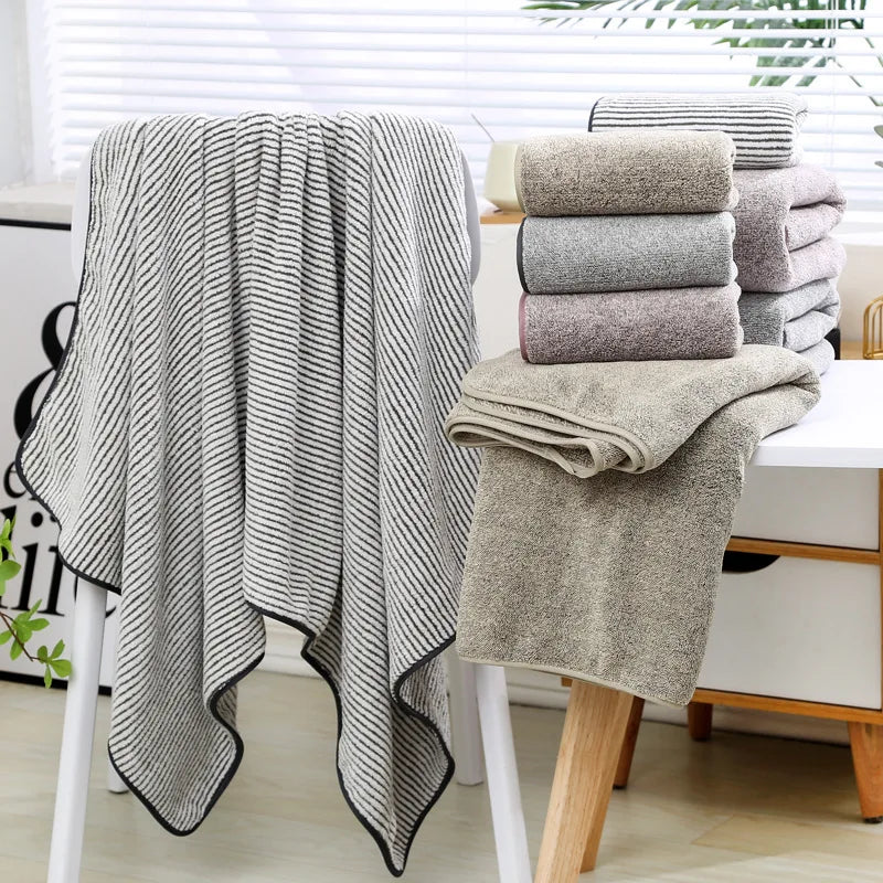 New bamboo charcoal fiber thickened face towel, soft and absorbent household bathroom bath towel, beach towel