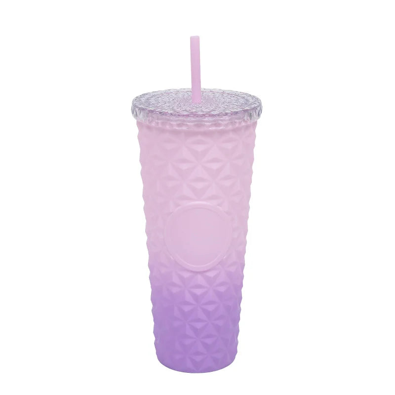 LUSQI Durian Straw Tumbler Double Wall Insulated Plastic Cup Trendy Creative Large Capacity Water Bottle With Multi Colors