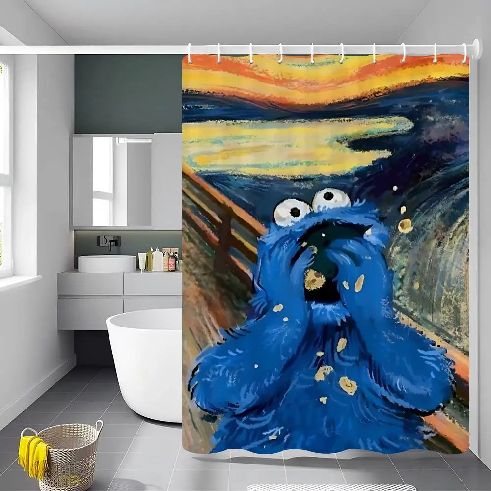 Classic TV S-Sesame S-Street Bathroom Shower Curtain Shielding Partition Shower Curtain Quick Dry Can Be Scrubable Light