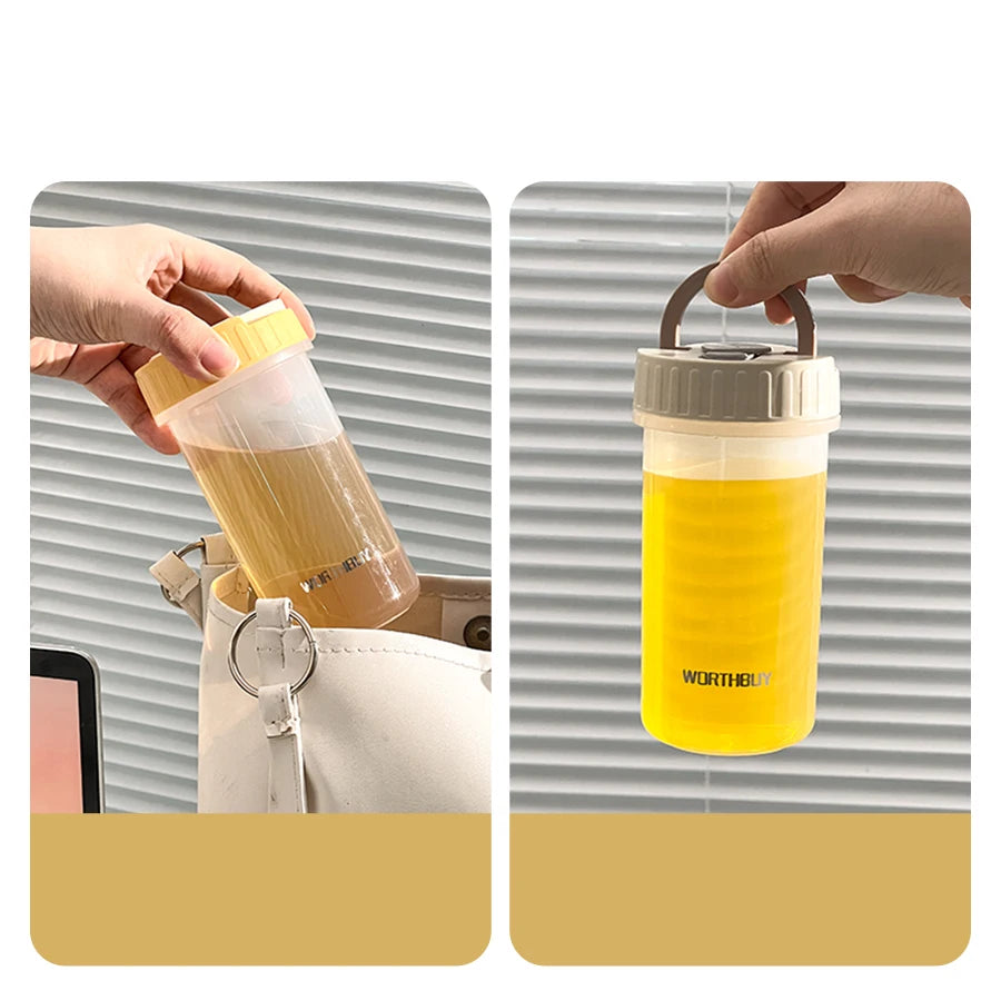 transparent Plastic Water Bottle With Handle Tumbler Travel Sport Portable Leak-proof Drinking Cup Heat-Resistant Coffee Mug