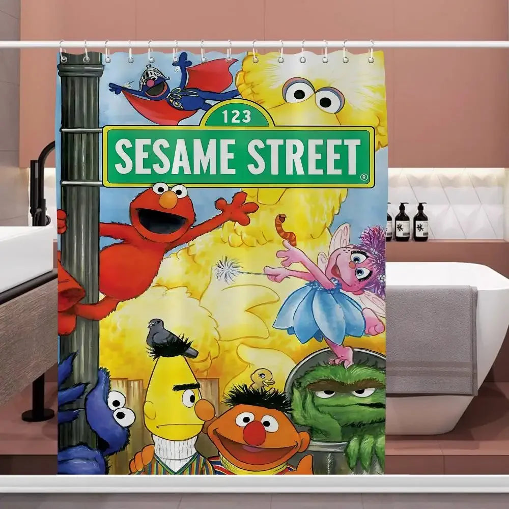 Classic TV S-Sesame S-Street Bathroom Shower Curtain Shielding Partition Shower Curtain Quick Dry Can Be Scrubable Light