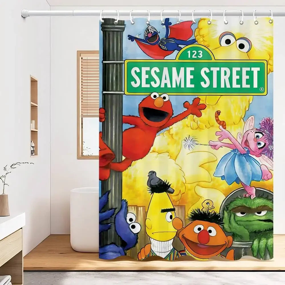 Classic TV S-Sesame S-Street Bathroom Shower Curtain Shielding Partition Shower Curtain Quick Dry Can Be Scrubable Light