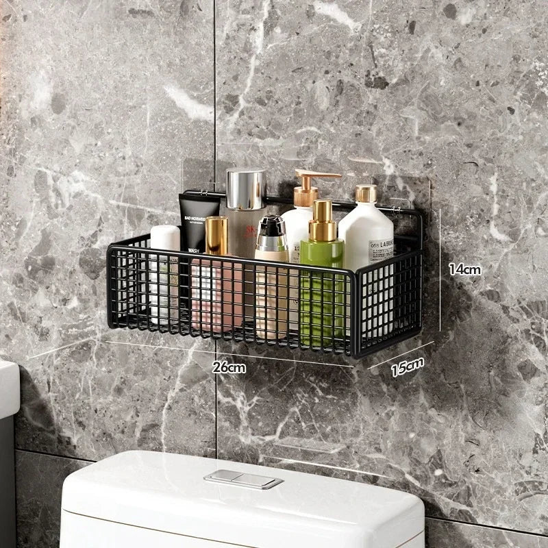 Bilayer Bathroom Grid Shelf Suspension Type Bathroom Organizer Shampoo Shower Gel Kitchen Makeup Storage Bathroom Accessories