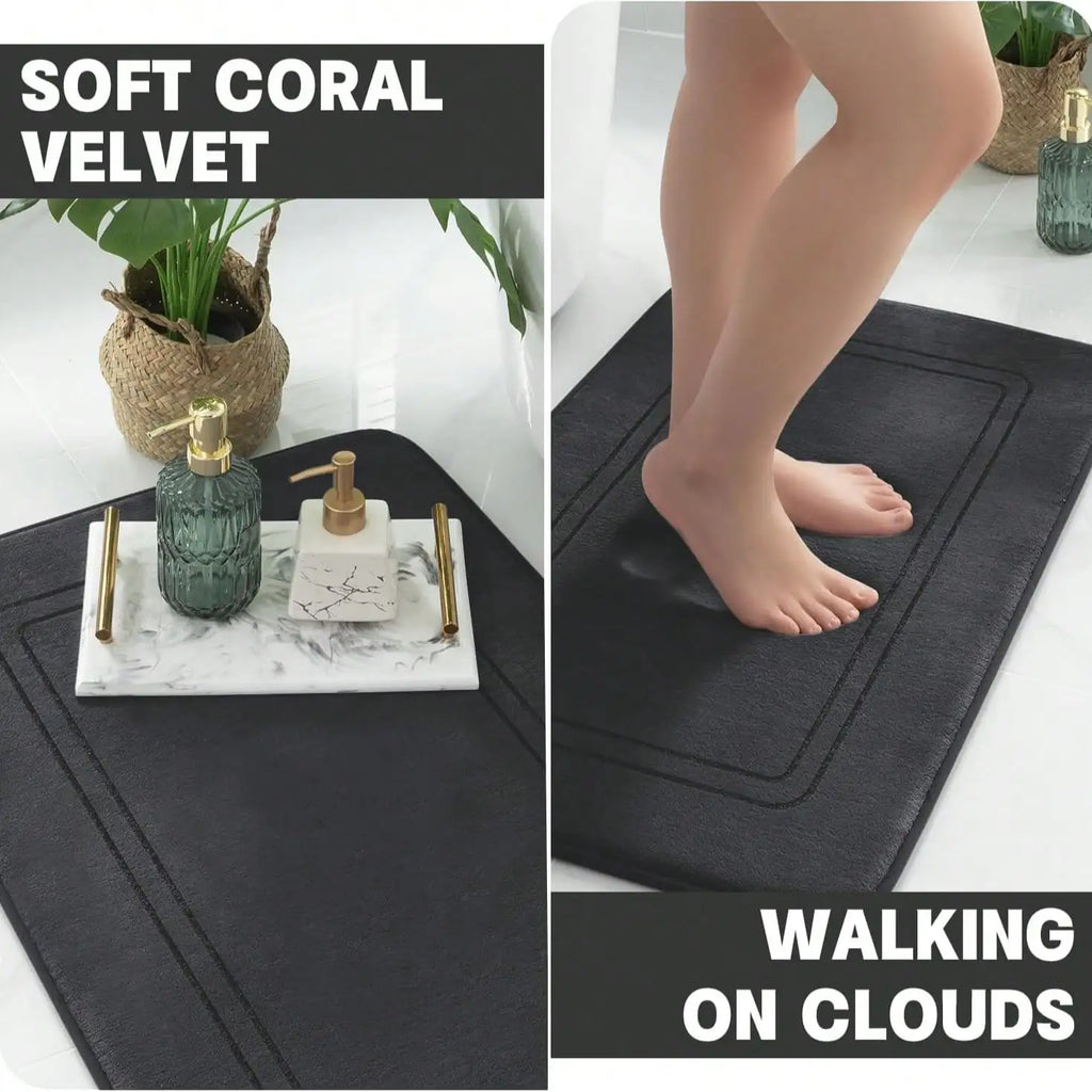 1Pc Memory Foam Bath Mat 15.75 "* 23.62",  High-Density Fast Drying Absorbent Carpet, Super Soft Anti-Skid Bath Mat