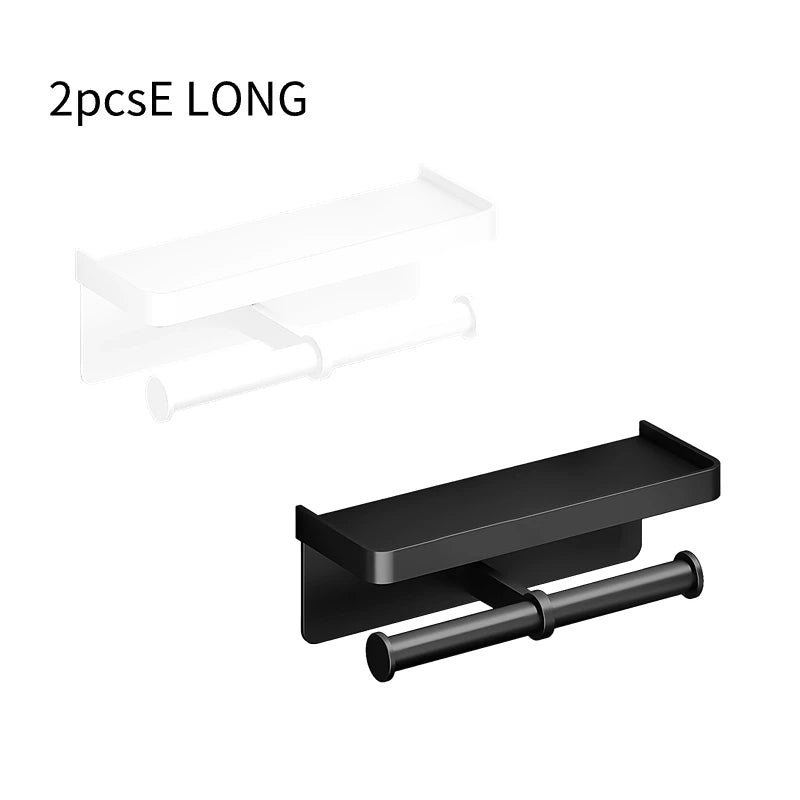 Aluminum Alloy Toilet Paper Holder Toilet Paper Holder Wall-Mounted Toilet Roll Shelf Phone Stand for Home Bathroom Accessories