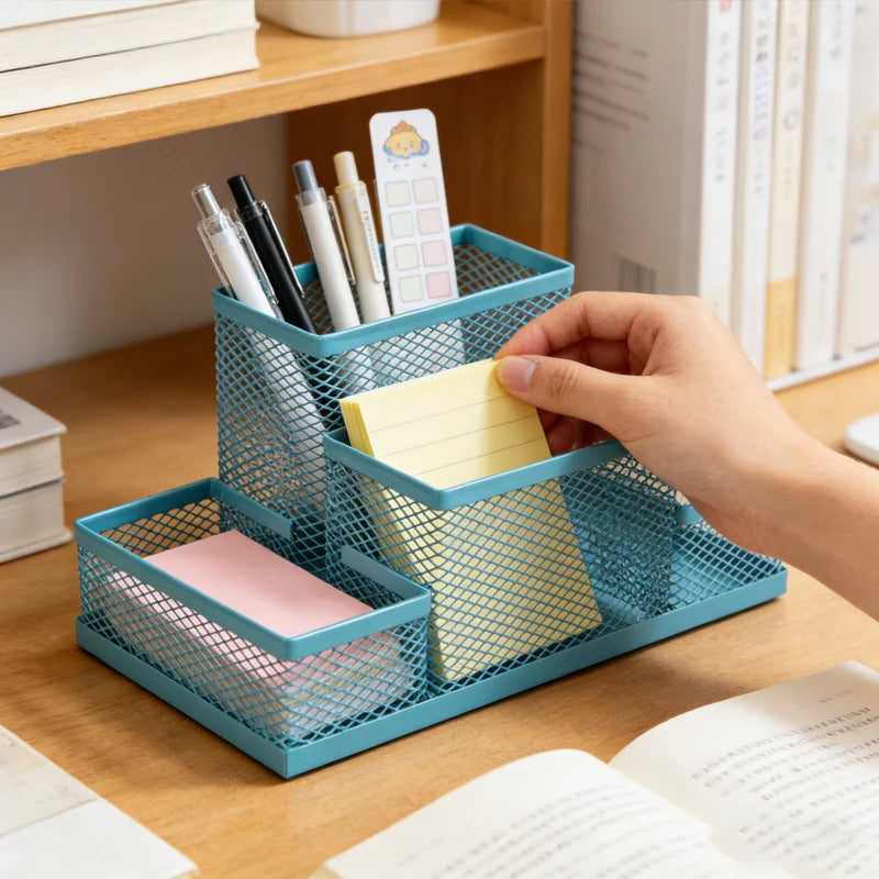 Black Mesh Desk Organizer Kawaii Pen Holder Stationery Organizer Office Supplies Desk Storage Tame Office Supplies Clutter Fast