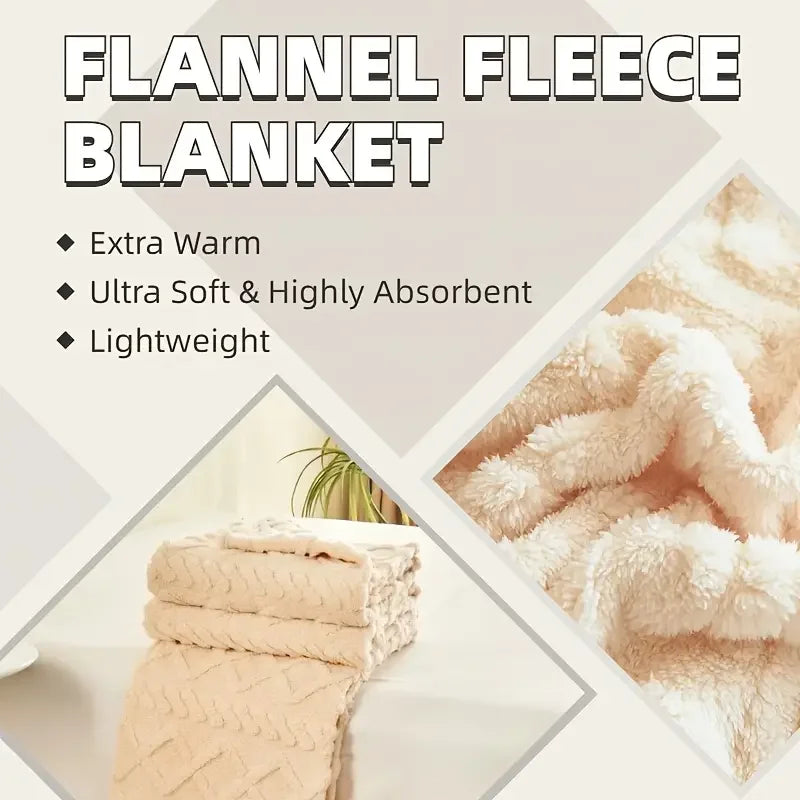 ltra-Soft 3D Plush 1pc Luxurious Fleece Blanket - Dense Weave for Exceptional Warmth, Cozy Flannel Throw