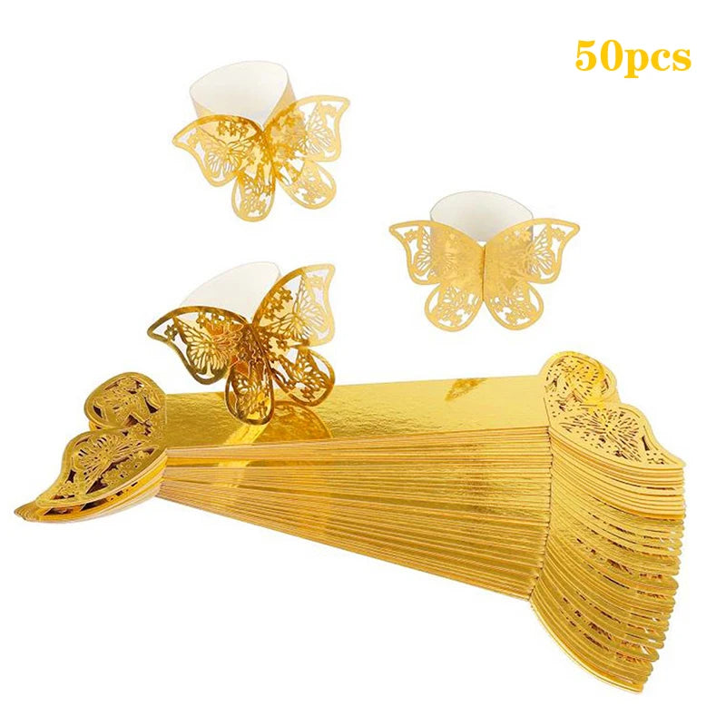 50Pcs Paper Napkin Rings for Wedding Birthday Christmas Dinner Home Table Decoration Napkin Rings Holders Party Supplies