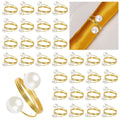 100Pcs Gold Napkin Rings Pearl Napkin Holder Round Metal Spring Dinner Table Ring Napkin Holder Buckles for Wedding Birthday Tab