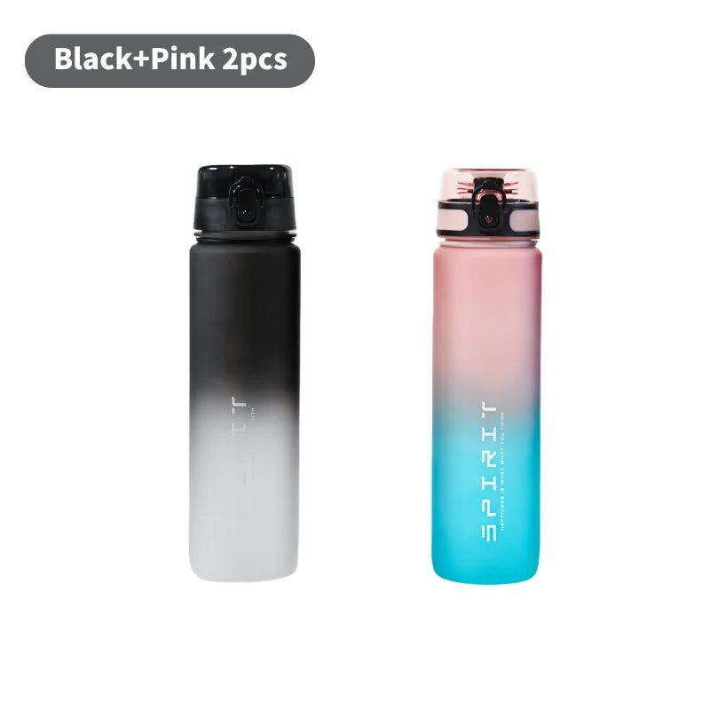 1 Liter Large Capacity Sports Water Bottle Gradient Color Plastic Cup Drink items Outdoor Beach Travel Portable Gym Fitness Jugs