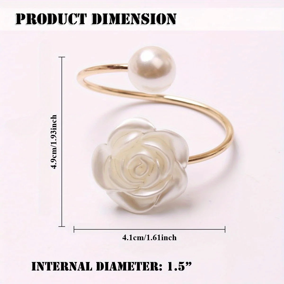 Rose Napkin Rings White Pearl Flower Napkin Holder Set Wedding Banquet Valentines Day Party Restaurant Kitchen Table Setting