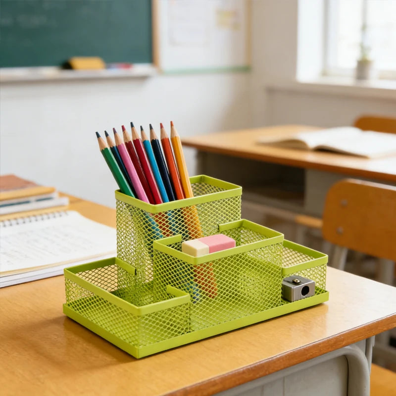 Black Mesh Desk Organizer Kawaii Pen Holder Stationery Organizer Office Supplies Desk Storage Tame Office Supplies Clutter Fast