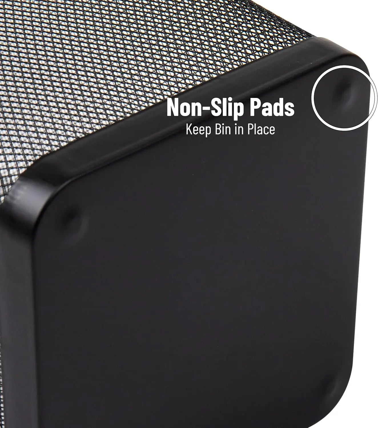 Metal Mesh Trash Can Set of 2, Square Office Waste Basket, Ventilated Design for Odor Control, Black