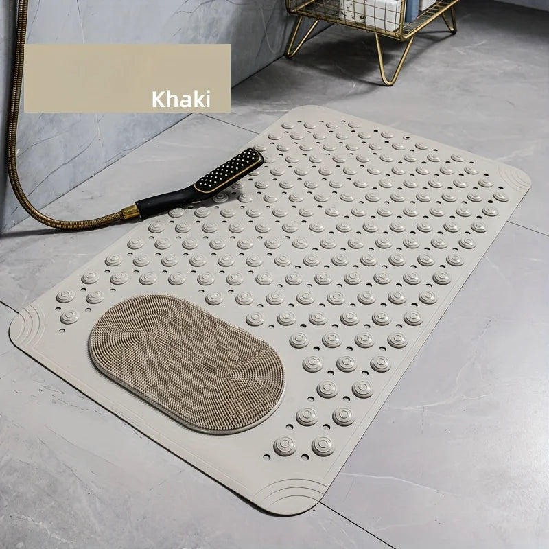 Light Blue Non-Slip PVC Bath Mat - Rectangular Massage Nubs Shower and Bathroom Safety Rug - 0.8cm Thick, 2600g/m², Dot Pattern