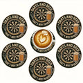 2D Retro Charm Dart Beer Themed Wooden Coasters Heat Resistant Non Slip High Quality Beverage Pads for Bar Tabletop Decoration