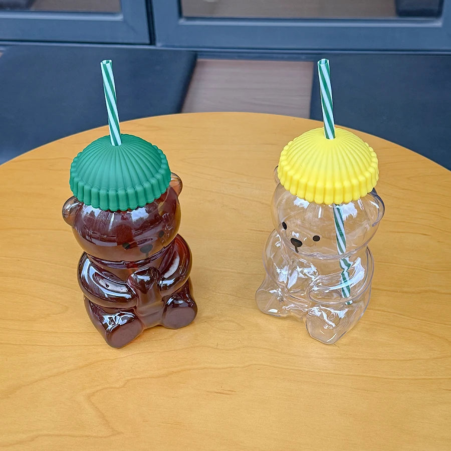 20oz New Bear Straw Tumbler, Plastic Cup for Coffee Beer Wine Cocktails, Office Party Drinkware, Christmas Birthday Gift