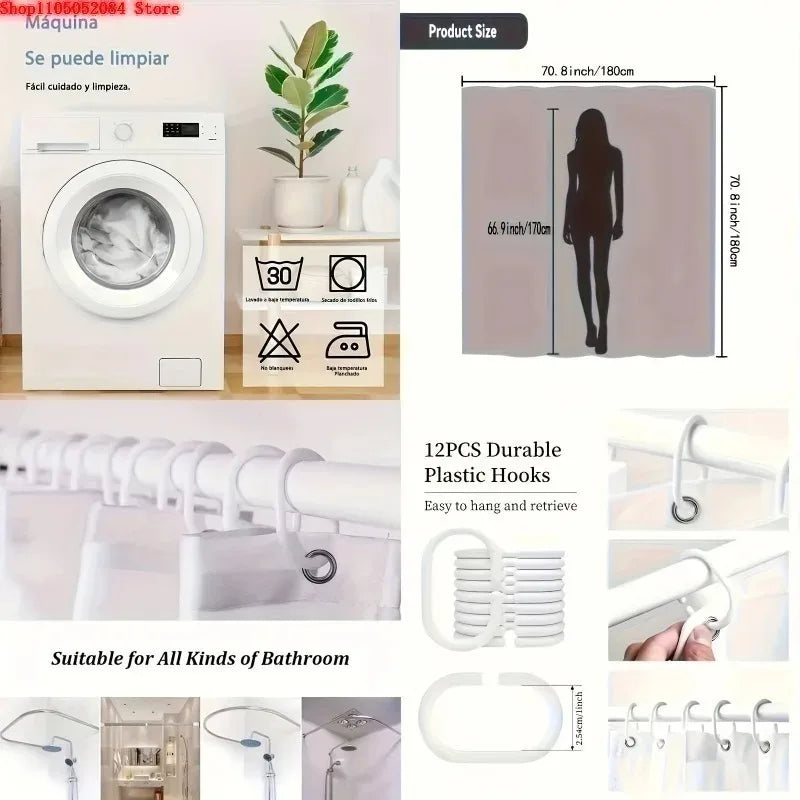 1pc blue white daisies butterflies shower curtain polyester-   With Hooks Waterproof Mildew Proof Easy Install Washable