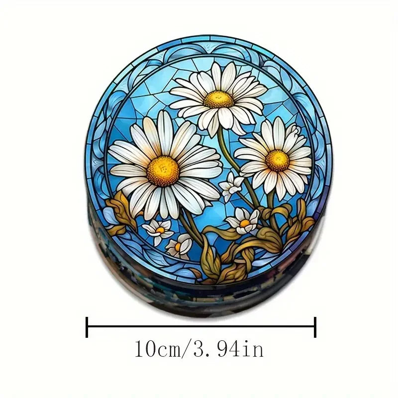 8pc/set beautiful colorful flowers tea table art wooden high temperature non-slip coaster round, suitable for adults, office, te
