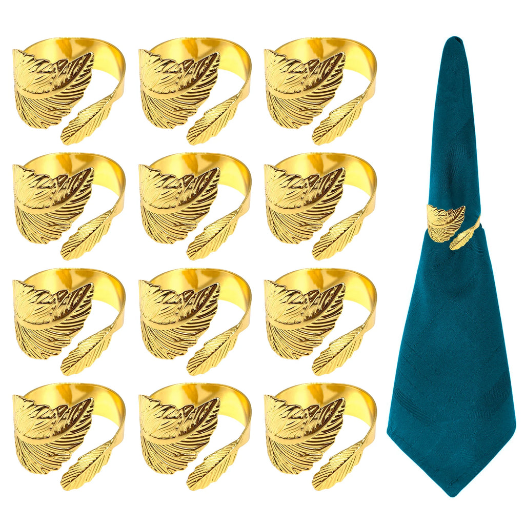 12pcs Leaf Shape Napkin Rings For Anniversary Birthday Christmas Easter Fall Halloween Thanksgiving Party Table Setting